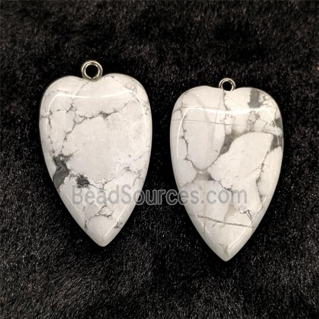 Natural White Howlite Turquoise Heart Pendant