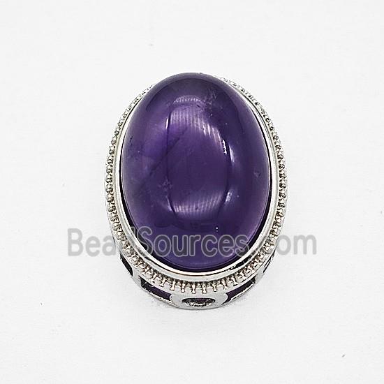 Gemstone Pendant, Antique Silver Plated