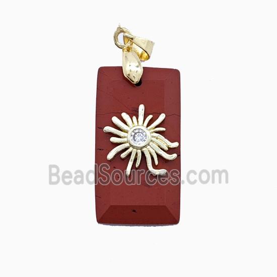 Red Jasper Rectangle Pendant With Copper Sun