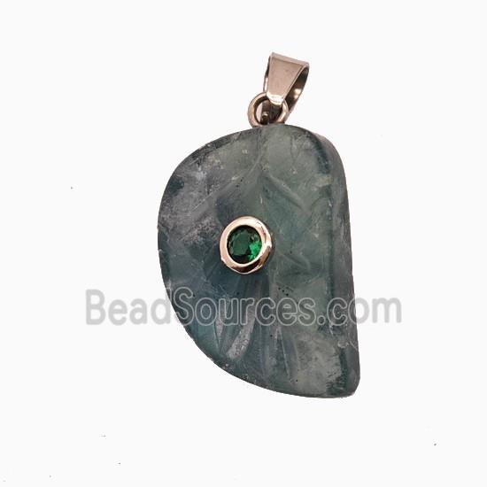 Fluorite Leaf Pendant Pave Zirconia