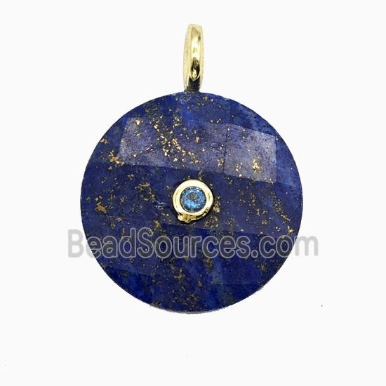 Blue Lapis Lazuli Sun Pendant Pave Zirconia