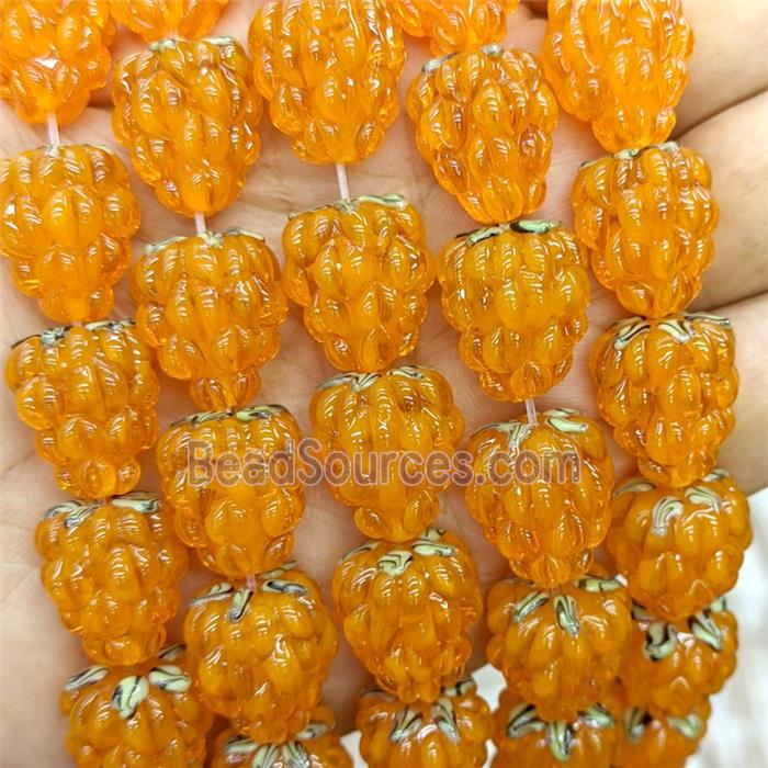 Lampwork Glass Strawberry Beads Orange