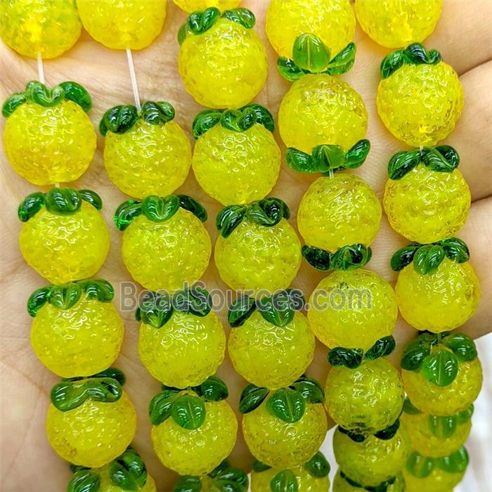 Lampwork Glass Lemon Beads Olive