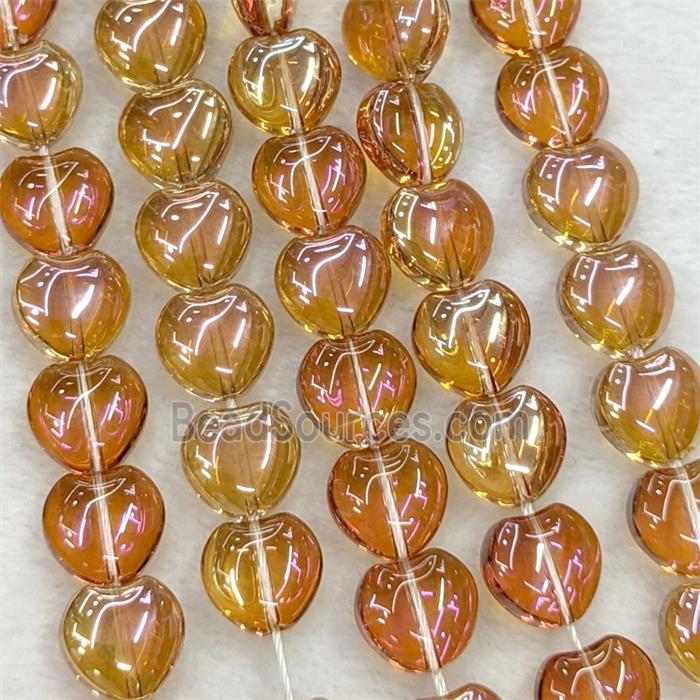 Champagne Crystal Glass Heart Beads Electroplated