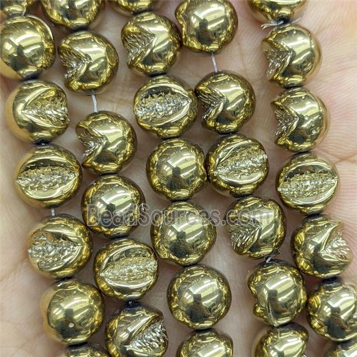 Hematite Beads With Druzy Gold Plated