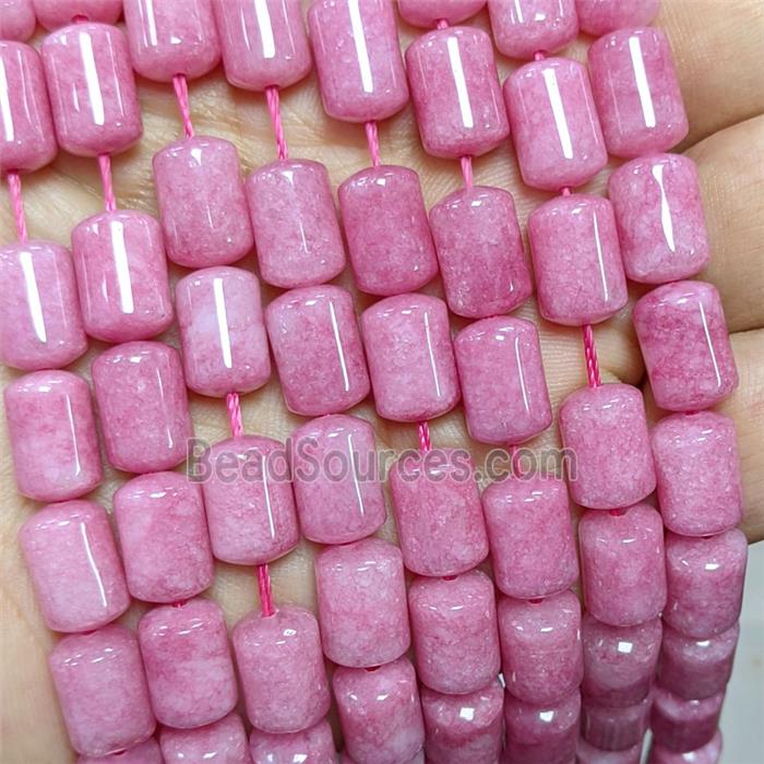 Natural Sponge Jade Tube Beads Pink Dye