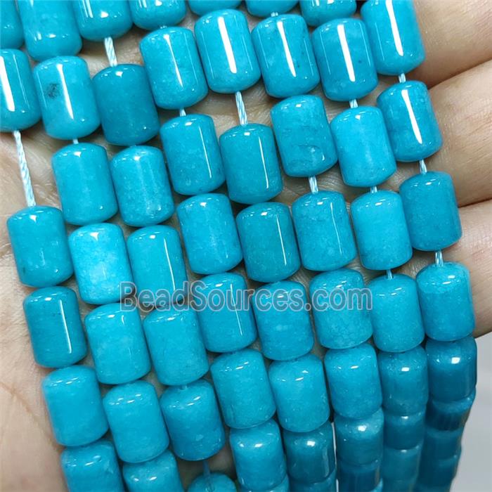 Natural Sponge Jade Tube Beads Teal Dye