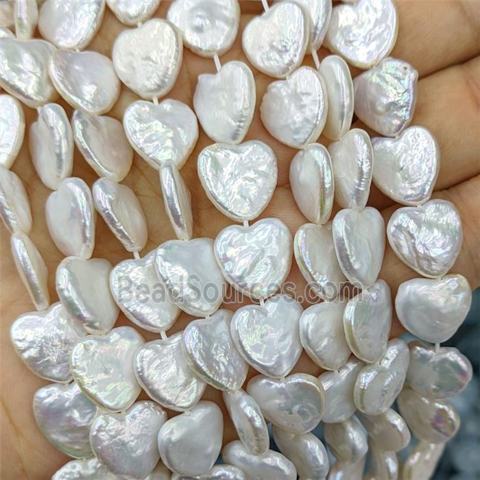 Natural White Pearl Heart Beads