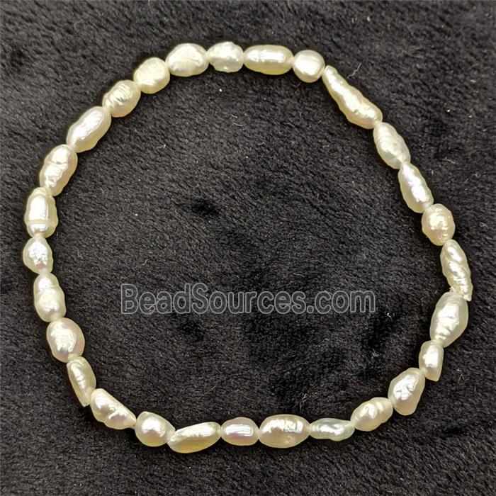 Natural White Pearl Bracelet Stretchy