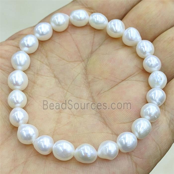Natural White Pearl Bracelet Stretchy