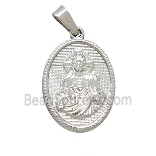 Raw Stainless Steel Saint Jude Medal Pendant