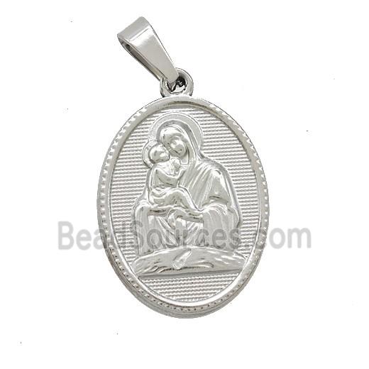 Raw Stainless Steel Virgin Mary Baby Pendant