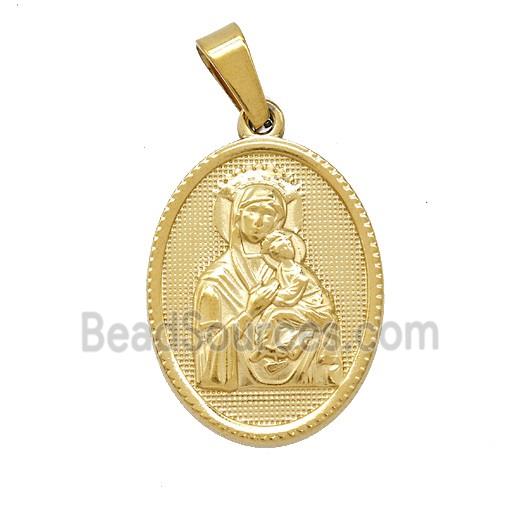 304 Stainless Steel Virgin Mary Baby Pendant Gold Plated