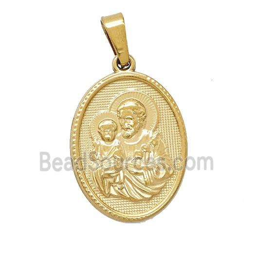 304 Stainless Steel Saint Jude Baby Pendant Gold Plated