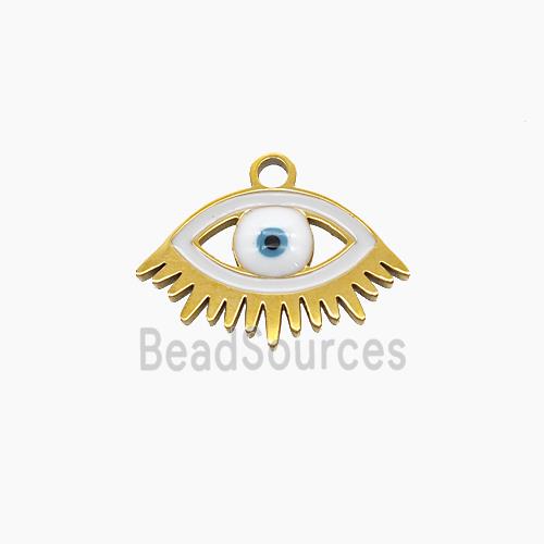 Stainless Steel Eye Pendant White Enamel Gold Plated