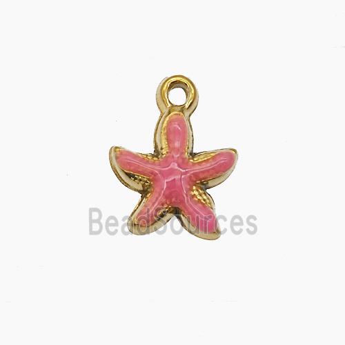 Stainless Steel Starfish Pendant Pink Painted Gold Plated