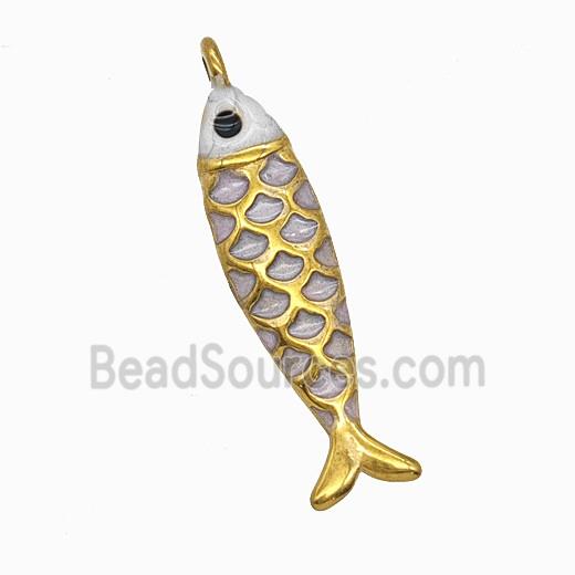 Stainless Steel Fish Pendant Painted Gold Plated
