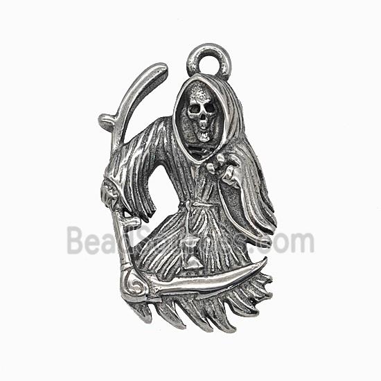 Gothic Grim Reaper Death Charms 304 Stainless Steel Pendant Antique Silver