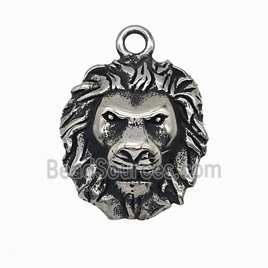 304 Stainless Steel Lion Pendant Antique Silver