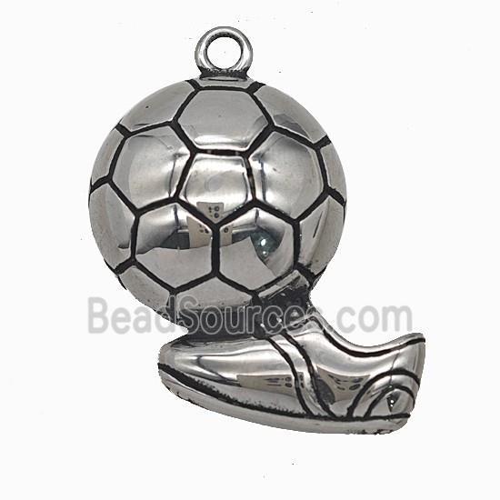 304 Stainless Steel Football And Shoes Pendant Sports Antique Silver