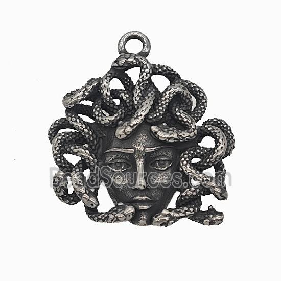 Medusa Snake Charms 304 Stainless Steel Pendant Antique Silver