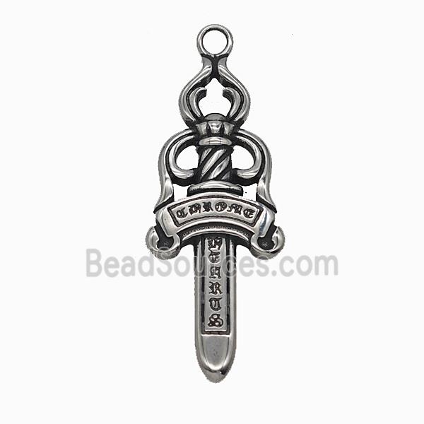 Chrome Heart Charms 304 Stainless Steel Dagger Pendant Antique Silver