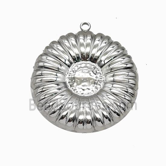 Raw Stainless Steel Sunflower Pendant