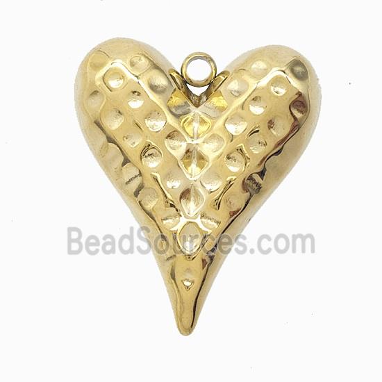 Stainless Steel Heart Pendant Hammered Gold Plated