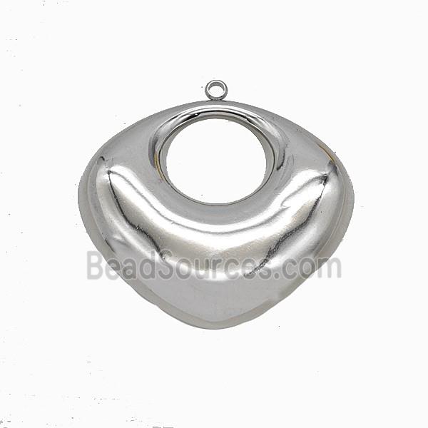 Raw Stainless Steel Domed Heart Pendant