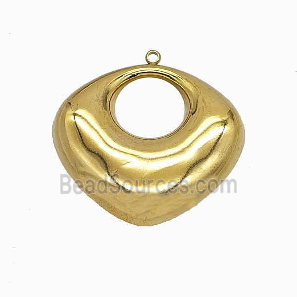 Stainless Steel Domed Heart Pendant Gold Plated