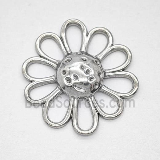 Raw Stainless Steel Flower Pendant