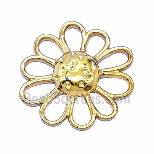Stainless Steel Flower Pendant Gold Plated