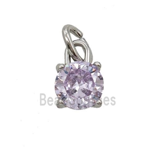 Raw Stainless Steel Pendant Pave Zirconia