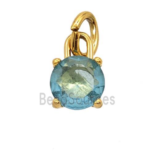 Stainless Steel Pendant Pave Zirconia Gold Plated