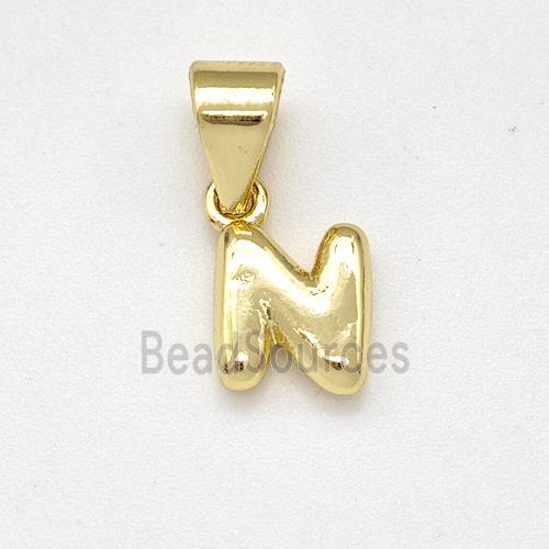 Stainless Steel Letter-N Pendant Gold Plated