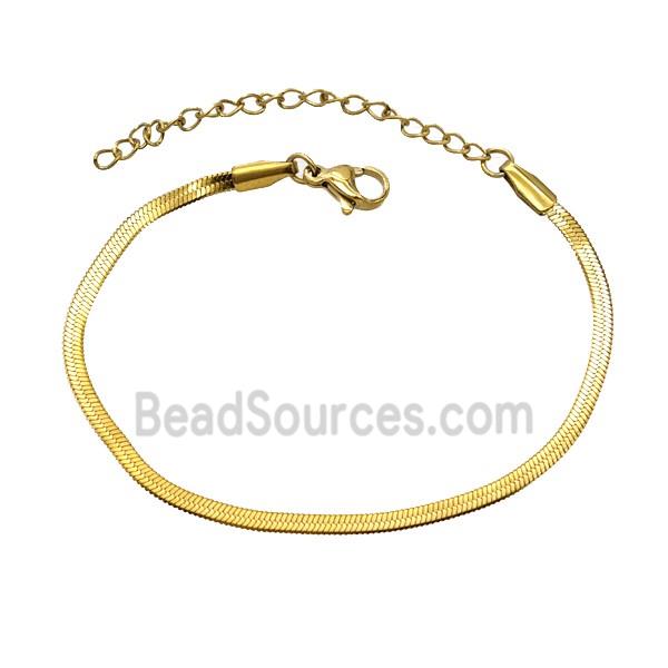 Stainless Steel Bracelet Chain Flat Snake Gold Plated