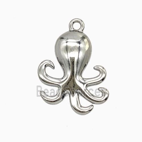 Raw Stainless Steel Octopus Pendant