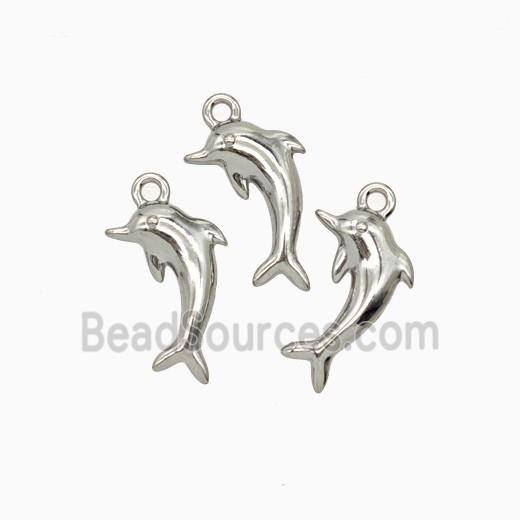 Raw Stainless Steel Dolphin Pendant