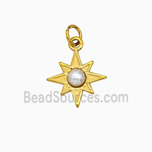 Stainless Steel Star Pendant Pave Resin Gold Plated