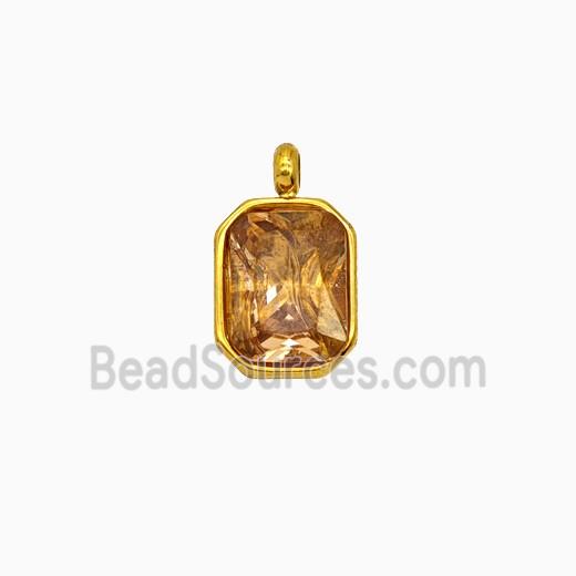 Stainless Steel Pendant Pave Zirconia Gold plated