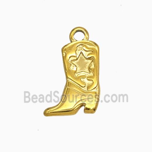 Stainless Steel Cowboy Shoes Pendant Gold Plated