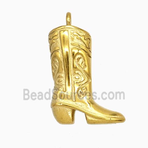 Stainless Steel Cowboy Shoes Pendant Gold Plated
