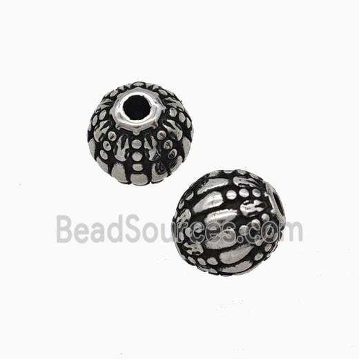Stainless Steel Round Beads Antique Silver