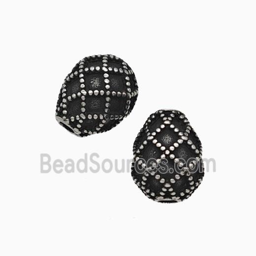 Stainless Steel Teardrop Beads Antique Silver