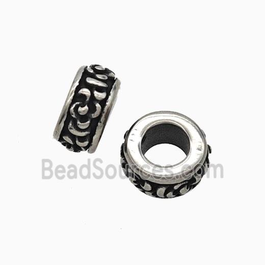 Stainless Steel Heishi Beads Large Hole Antique Silver