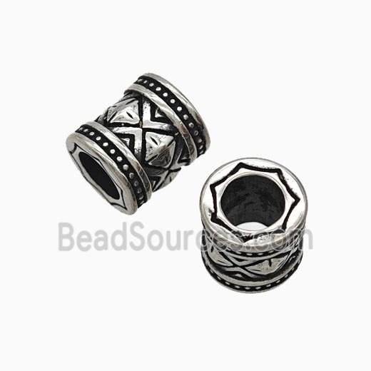Stainless Steel Tube Beads Large Hole Antique Silver