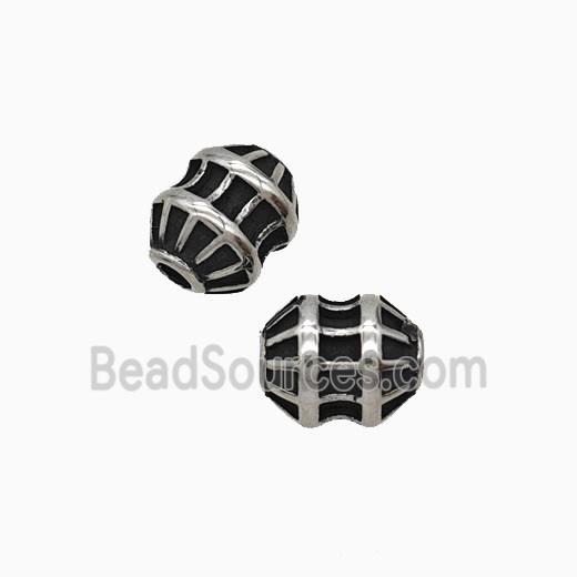 Stainless Steel Barrel Beads Antique Silver