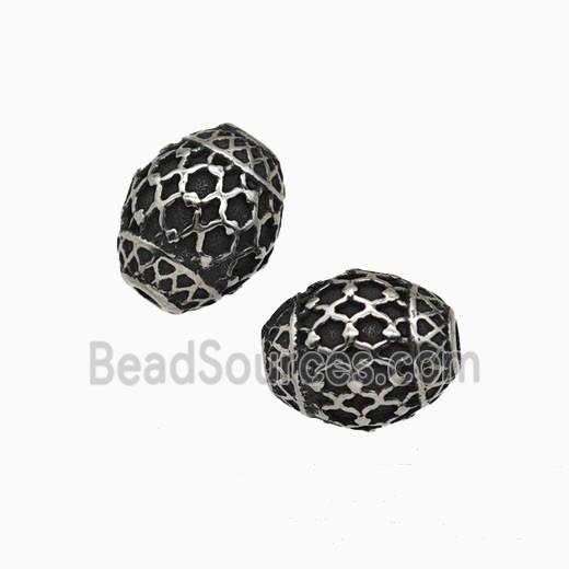 Stainless Steel Barrel Beads Antique Silver