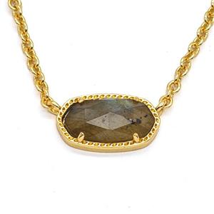 Gemstone Necklace, Gold Plated, approx 9-16mm, 45-50cm length