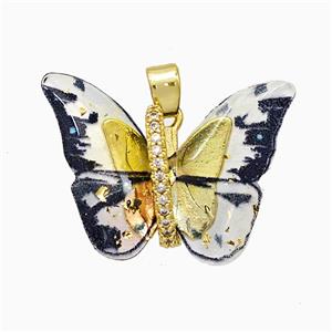 Acrylic Butterfly Pendant Copper Gold Plated, approx 17-23mm